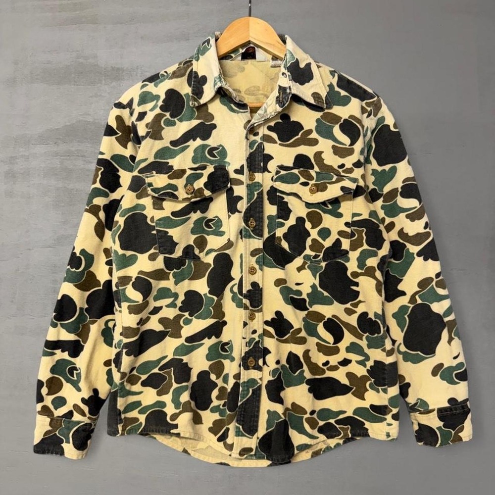 Vintage Duxbak‎ Chamois Flannel Shirt Duck Hunter Camo Cotton Button Up Medium